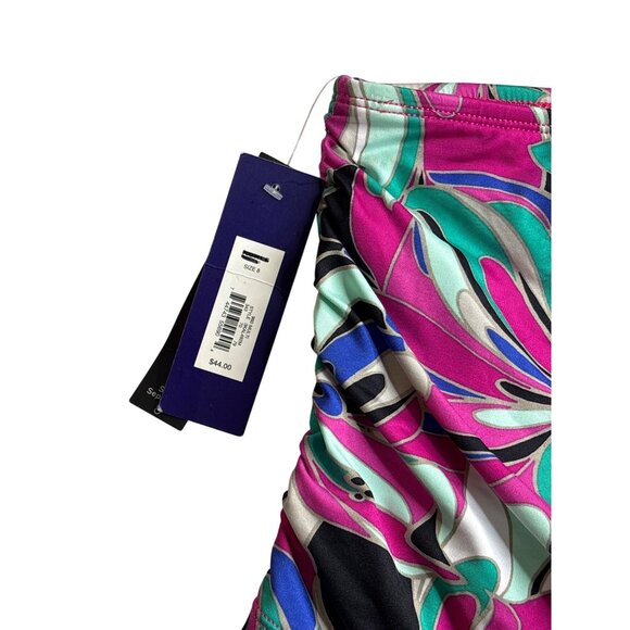 Apt. 9 Womens Swim Skirt Size 8 Abstract Multicolor Ruched Side Ties New - Picture 4 of 7